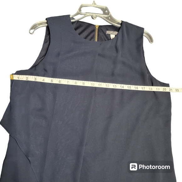 Covington Dark Navy Blue Chiffon Sleeveless Midi Dress Size 14 - Picture 6 of 7